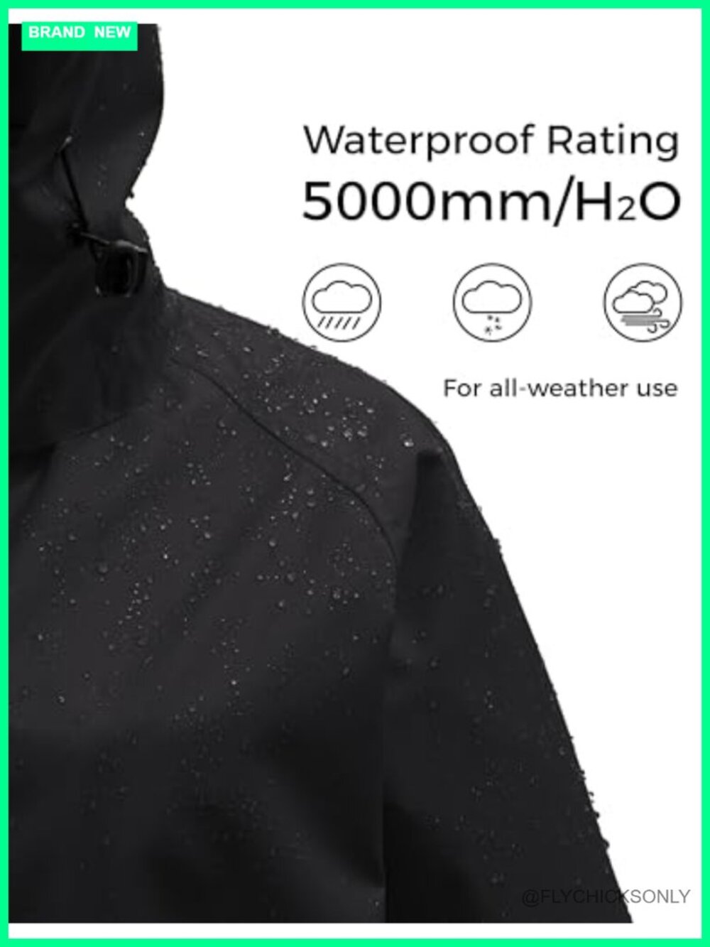 Women's Long Waterproof Rain Coat Trench Jacket with Hood - Picture 3 of 5